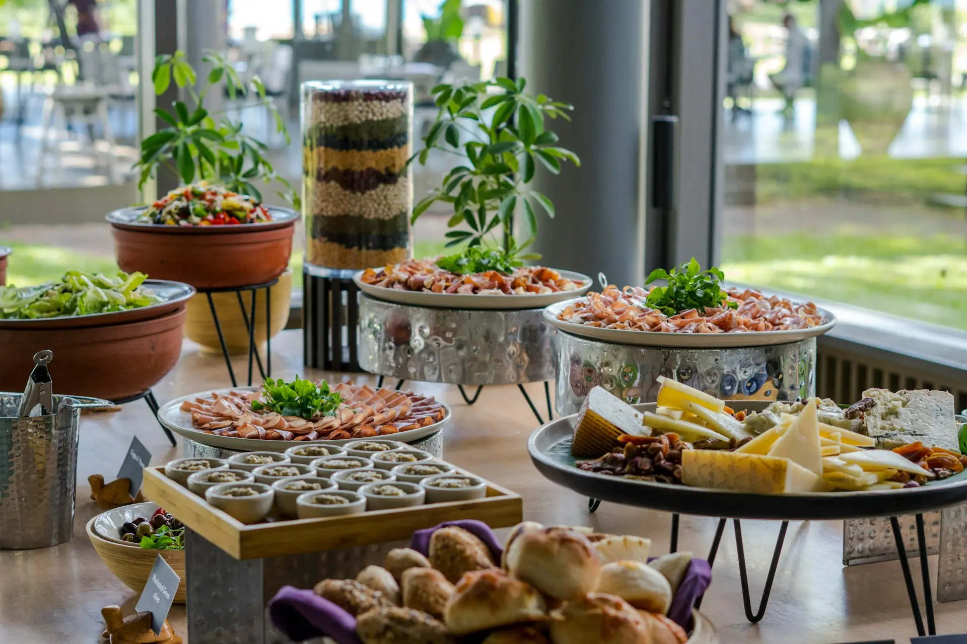 A table with a variety of food on it