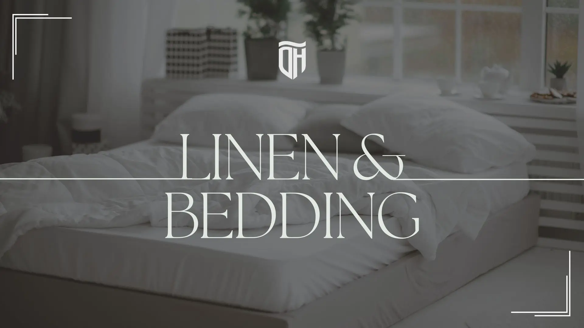 Linen & Bedding banner featuring a plush hotel