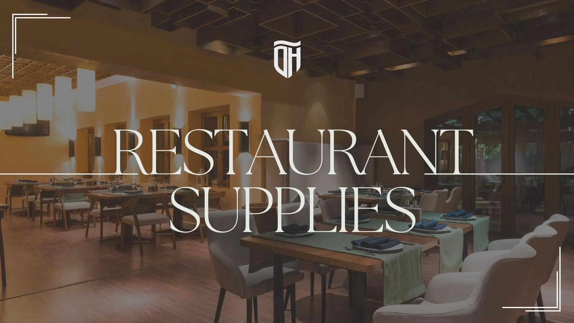Restaurant Supplies banner featuring a stylish dining room